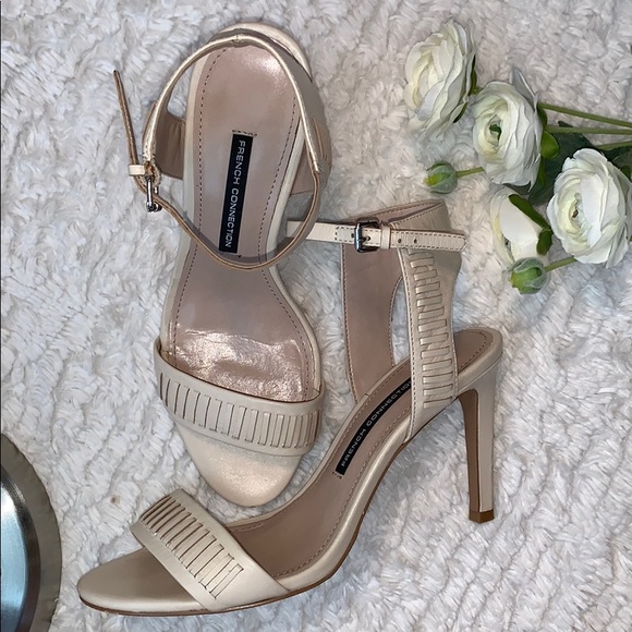French Connection Shoes - French Connection beige ankle strap 3.5 inch heel